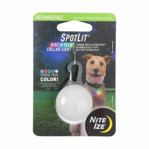Rechargeable Clip-On LED Dog Collar Light with Multi-Color Disc-O Tech