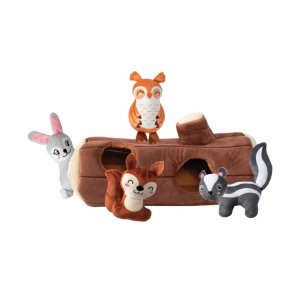 Interactive Hide and Seek Plush Burrow Puzzle Toy for Dogs with Squeaky Minis