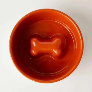 Premium Stainless Steel Bone Shaped Slow Feeder Dog Bowl for Large Breeds