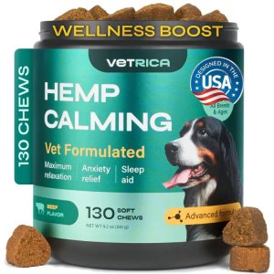 Premium Hemp Calming Chews for Dog Anxiety Relief and Hip & Joint Support – Natural Stress & Mobility Solution