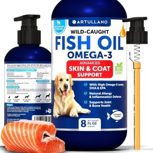 Pure Omega 3 Fish Oil for Dogs - Wild Caught Liquid Supplement for Skin, Coat, and Joint Health