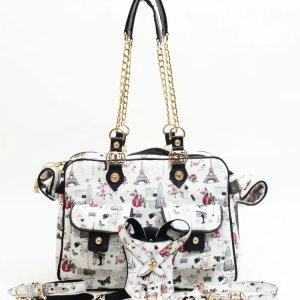 Luxury Vegan Leather Quilted Dog Carrier Bag for Travel and Daily Use