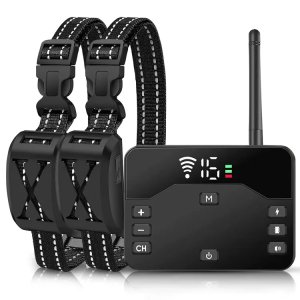 2-in-1 Wireless Electric Dog Fence and Remote Training System with Waterproof Collars