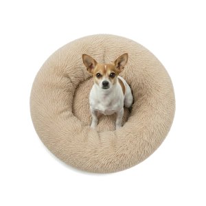 Orthopedic Self-Warming Calming Donut Cuddler Shag Pet Bed for Anxiety Relief