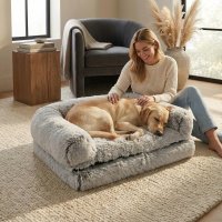 Oversized Orthopedic Human-Sized Dog Bed with Premium Plush Blanket and Pillow