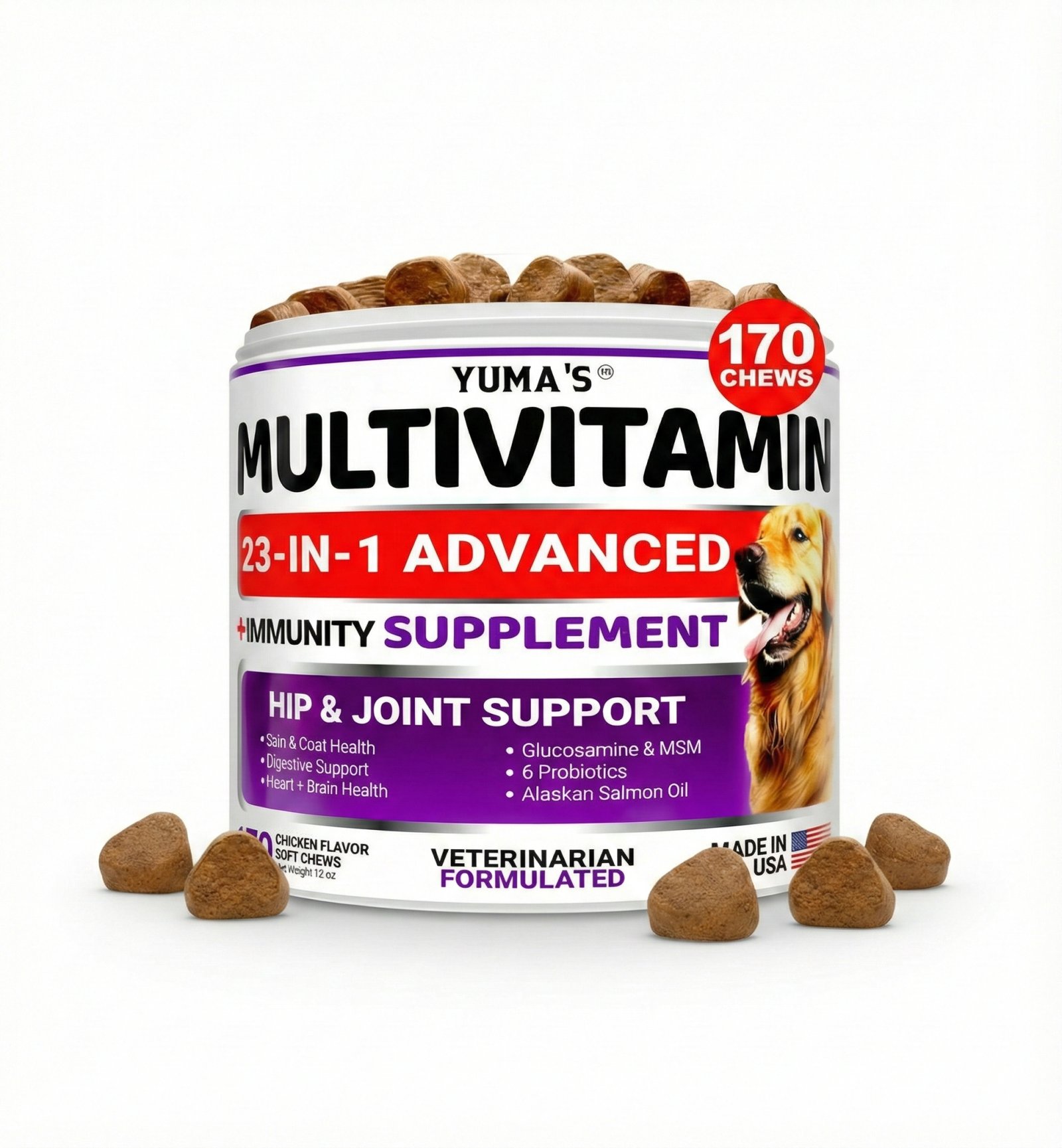 Advanced Daily Multivitamin for Dogs with Glucosamine – Comprehensive Joint and Immune Support Soft Chews