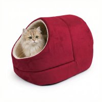 Luxury Hooded Cat Cave and Self-Warming Burrow Pet Bed