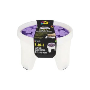 3-in-1 Elevated Pet Slow Feeder and Silicone Lick Mat Combo for Anxiety Relief and Healthy Digestion