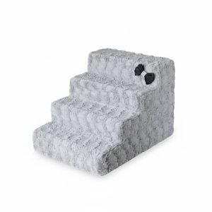 Handcrafted High-Density Foam Pet Stairs with Washable Velvet Cover – 4-Step Designer Dog Steps for High Beds and Couches