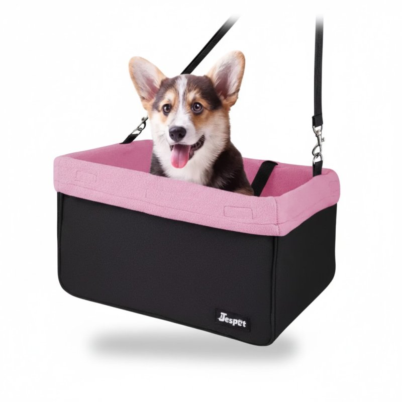 Portable Dog Booster Seat for Cars and Indoor Pet Lounge – Elevated Travel Carrier with Safety Tether for Small to Medium Pets