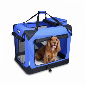 Portable 3-Door Folding Soft Pet Crate with Washable Fleece Mat – Collapsible Indoor and Outdoor Travel Kennel for Dogs and Cats